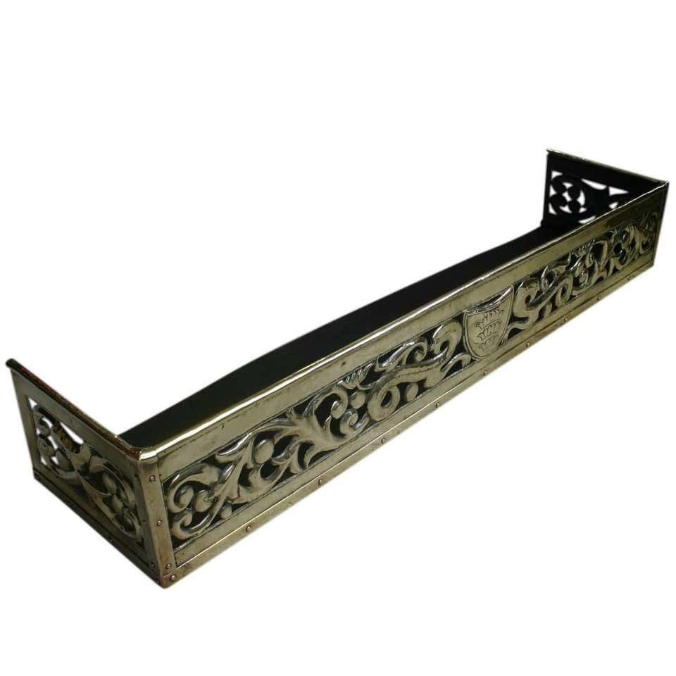 Large 19th Century Reclaimed Victorian Arts & Crafts Fretted Brass Fender