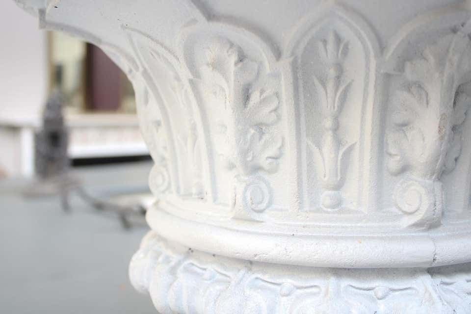 Antique Pair Of Mid Victorian Cast Iron Garden Urns photo Home Decor