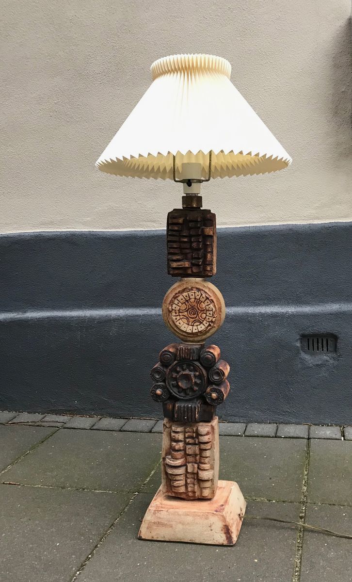 Vintage British Totem Floor Lamp In Ceramic By Bernard Rooke, 1970s