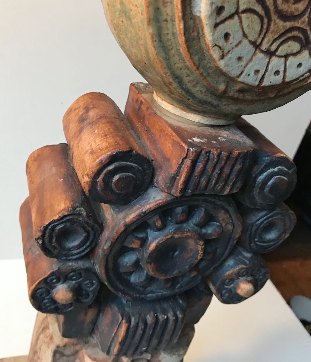 photo furniture Vintage British Totem Floor Lamp In Ceramic By Bernard Rooke, 1970s