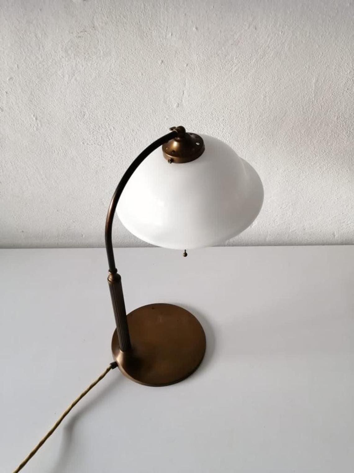 Art Deco Table Lamp 40s Germany   Glass Head And Bronze Body   By Trikonzept Bonn photo furniture