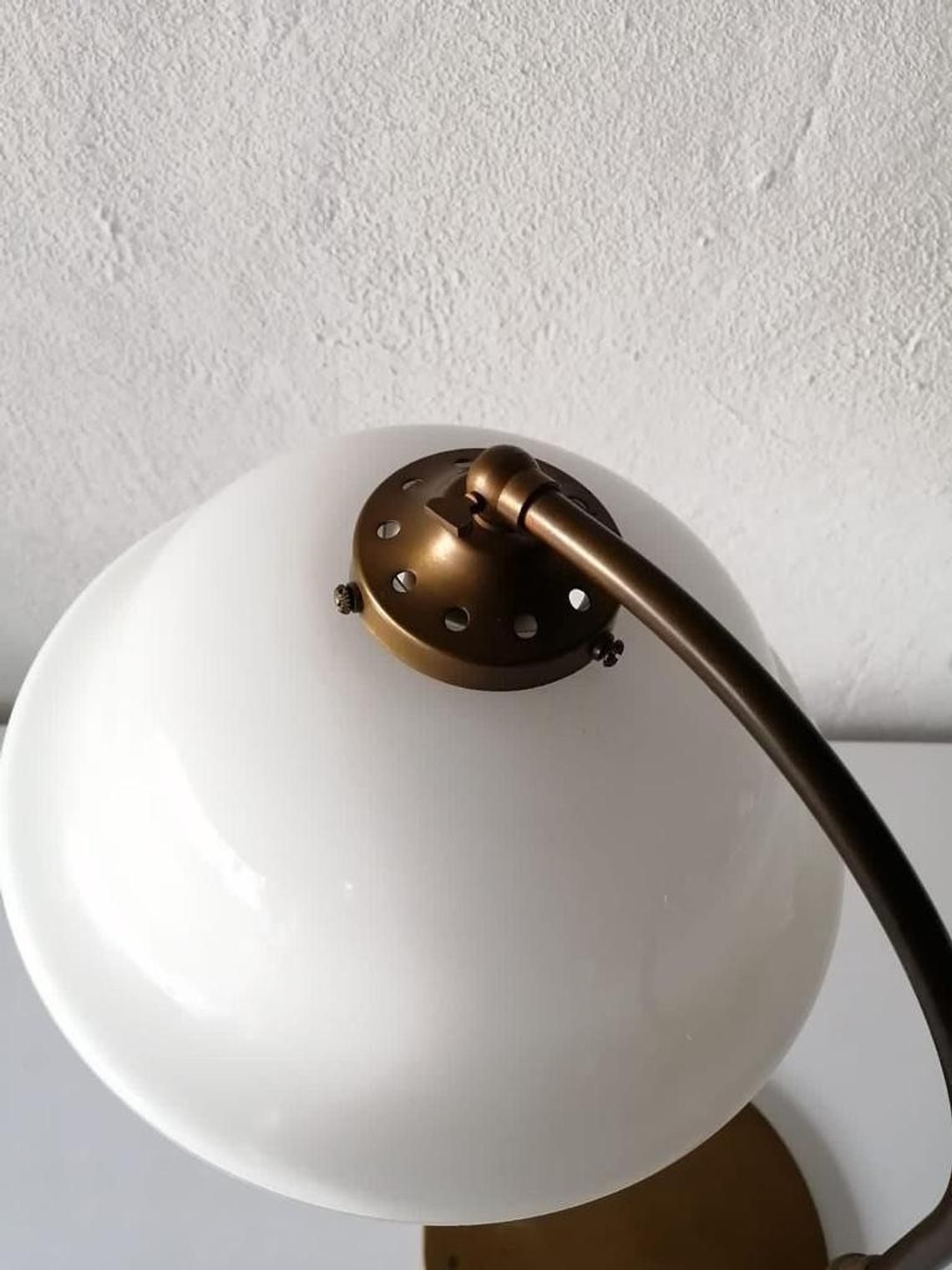 Art Deco Table Lamp 40s Germany   Glass Head And Bronze Body   By Trikonzept Bonn photo 809.72