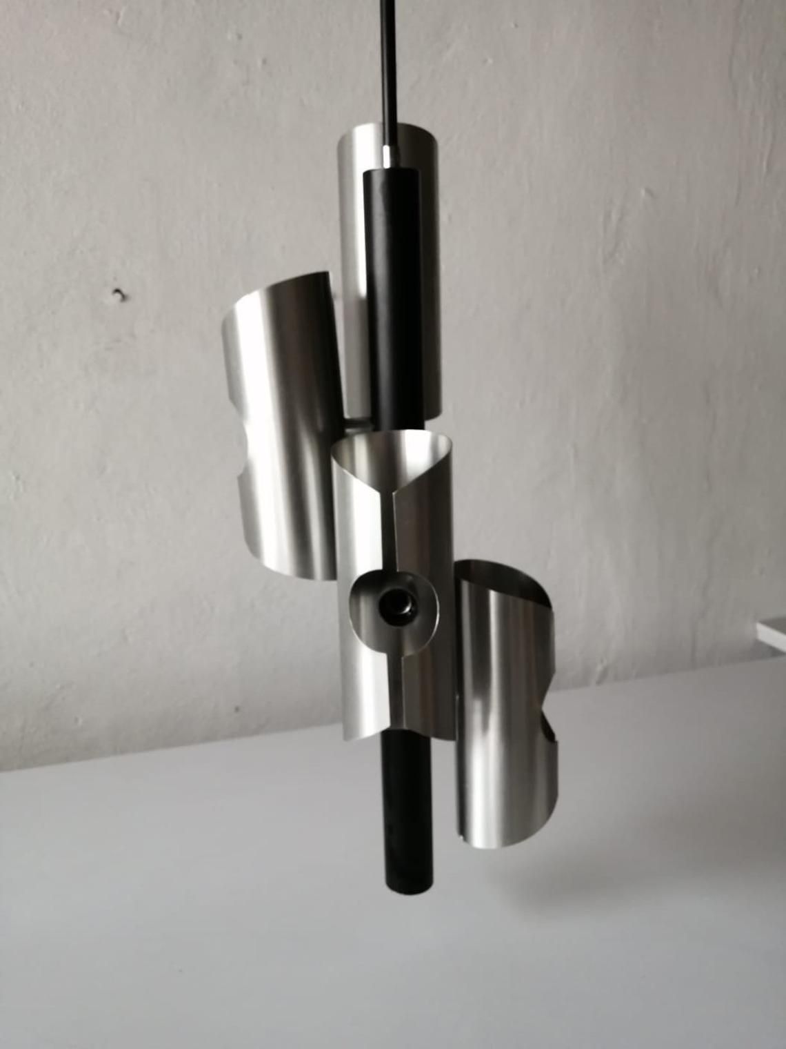 Wonderful 4 Shade Chrome Metal Space Age Ceiling Lamp, 1970s photo furniture
