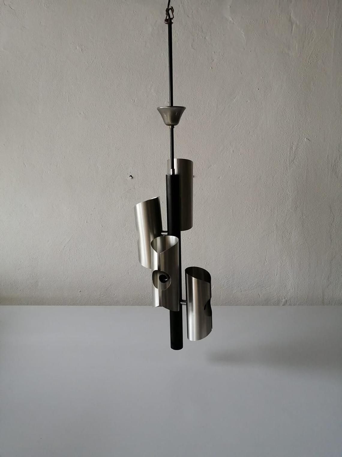 Wonderful 4 Shade Chrome Metal Space Age Ceiling Lamp, 1970s photo 597.68