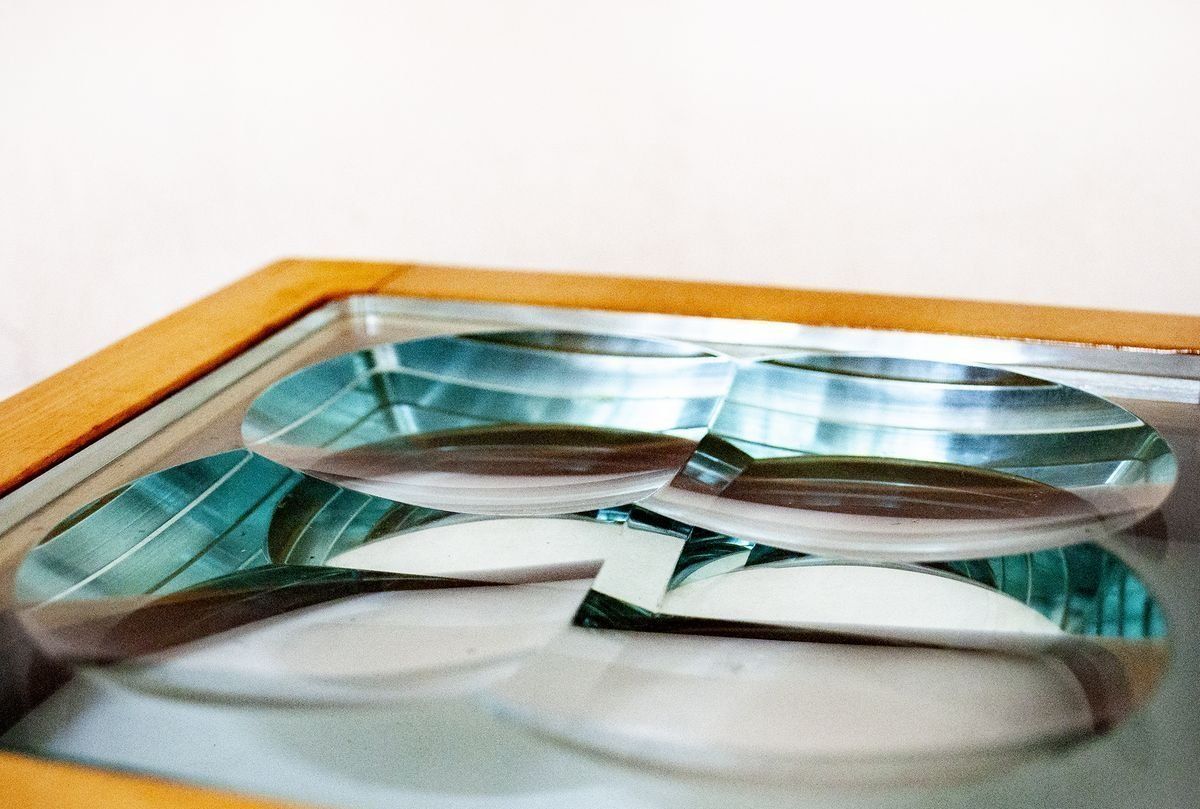 Glas Met Houten Lijst Van Fontana Arte, Jaren 1970 photo buy