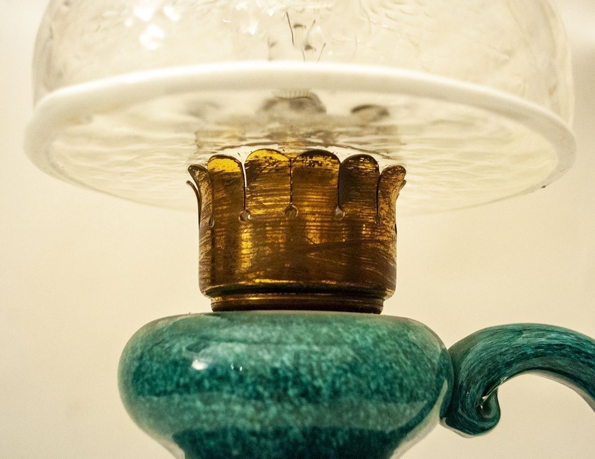 Murano Glazen Tafellamp Met Messing Details Van Seguso, Ca. Jaren 1950 photo 715.52