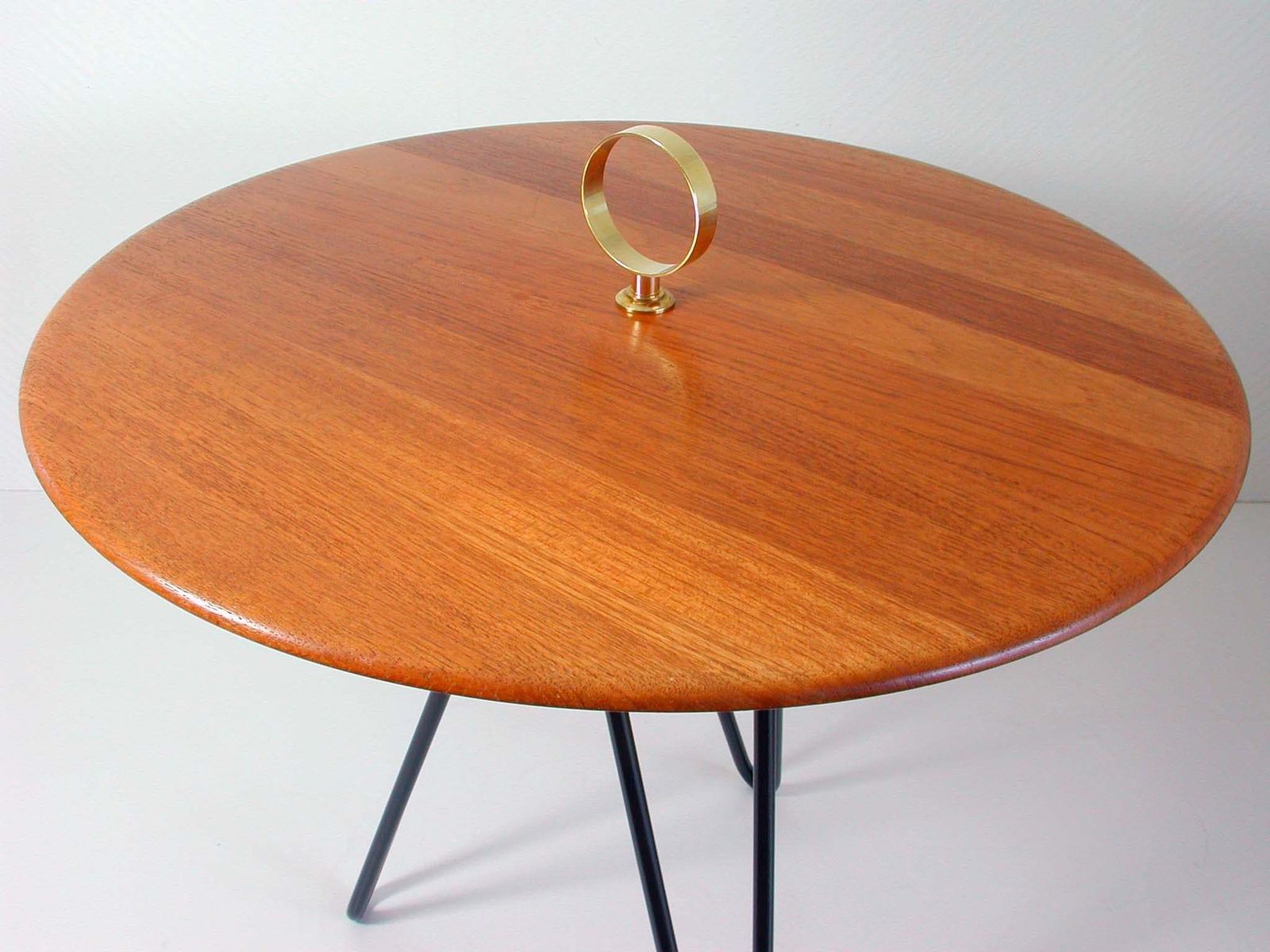 photo furniture Midcentury Teak, Brass And Cast Iron Tripod Side Table By Digsmed, Denmark