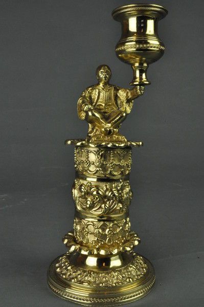 Pair Of Gilt Brass Candlesticks Of Seated Chinamen photo furniture