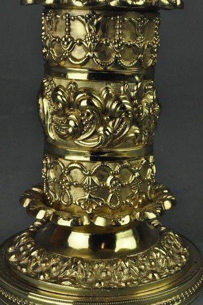 Pair Of Gilt Brass Candlesticks Of Seated Chinamen photo for sale