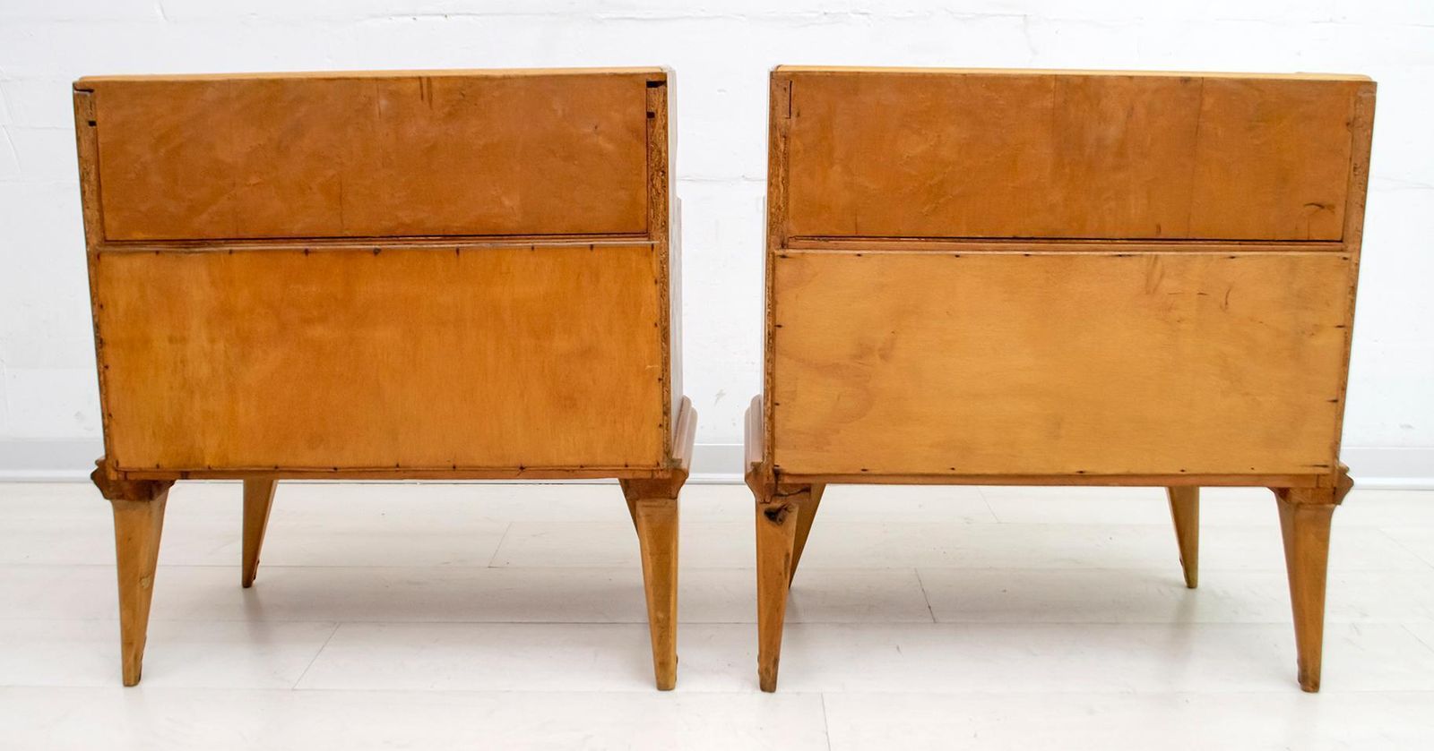 Furniture Pair Of Mid Century Modern Italian Ash Wood Night Stands, 1950s photo