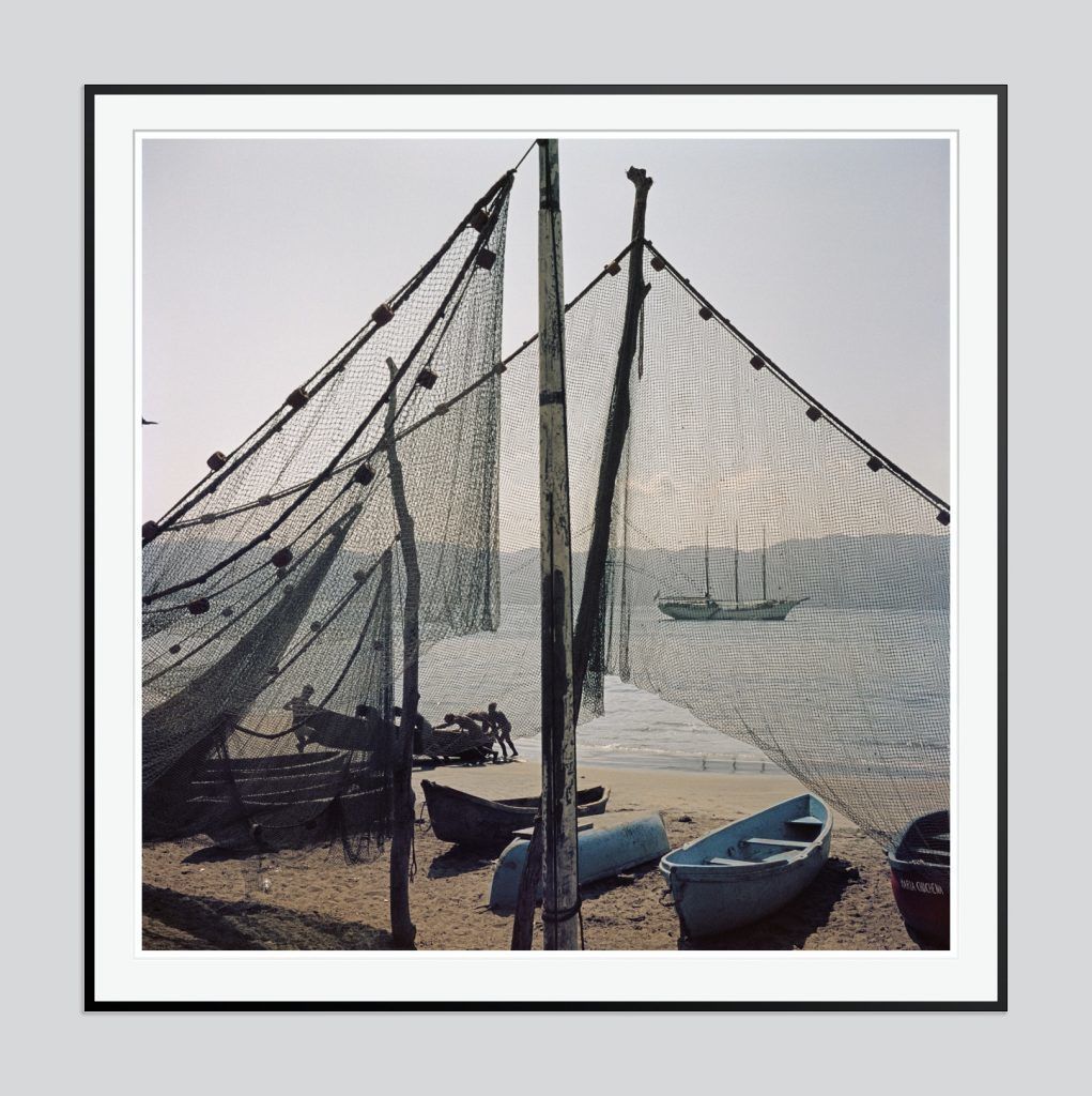 Slim Aarons 'Fishing Boats' 1952 Oversize C Type Print Framed In Black