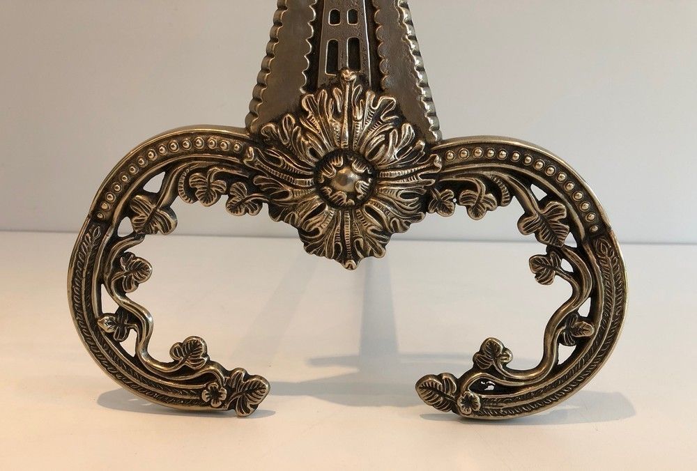 Pair Of Neoclassical Style Bronze Andirons. French. Circa 1900 photo vintage