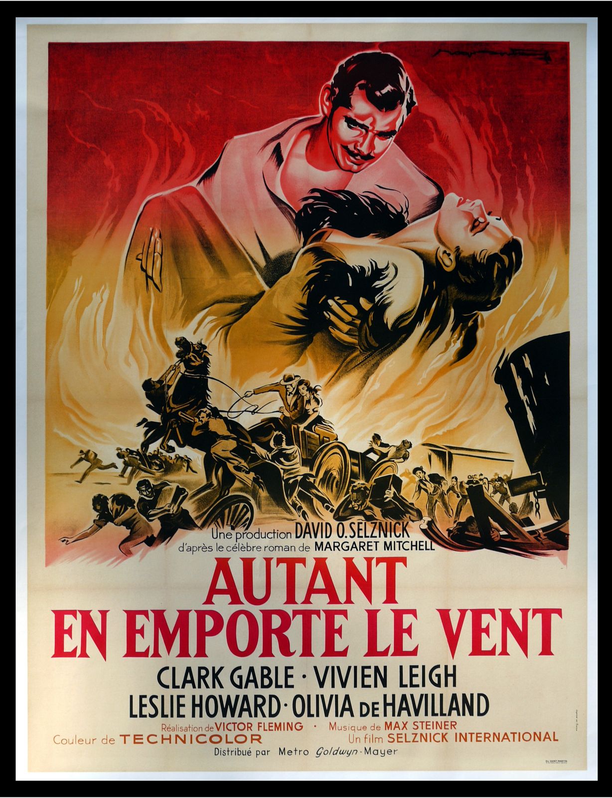 Original Movie Poster "Gone With The Wind" Clark Gable, Vivien Leigh   Linen Backed