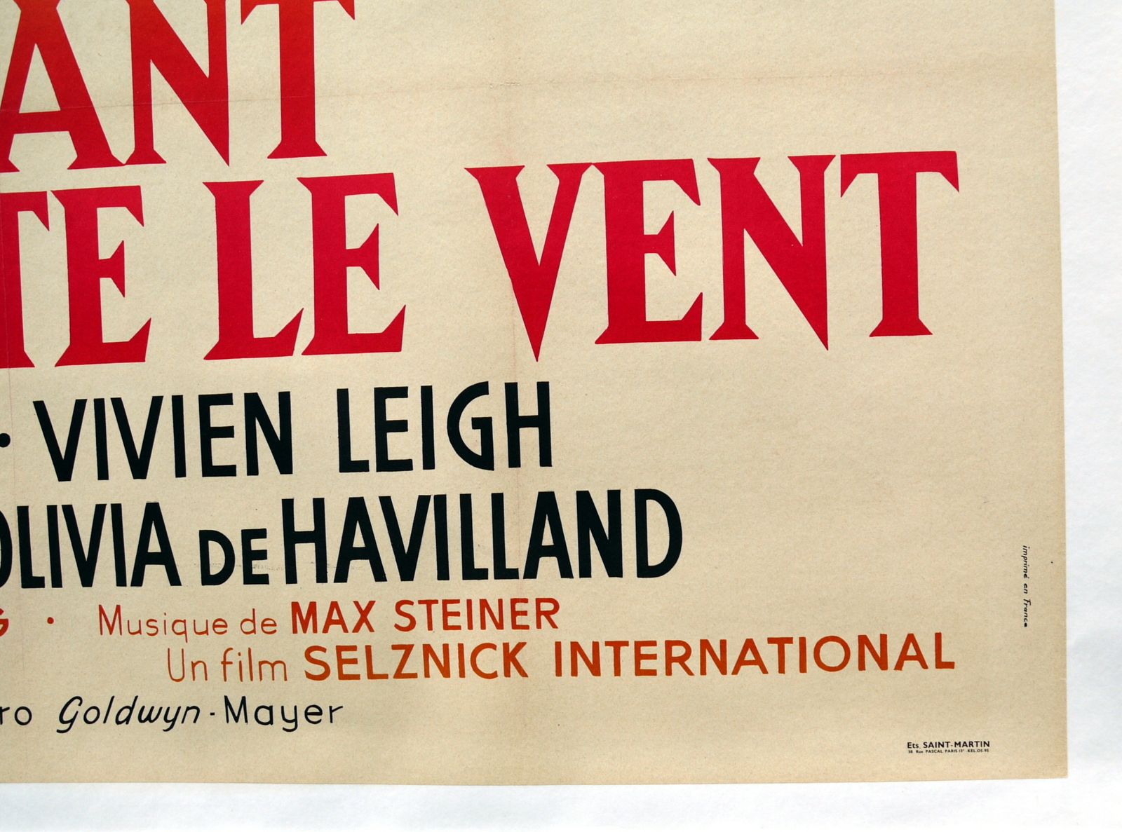Original Movie Poster "Gone With The Wind" Clark Gable, Vivien Leigh   Linen Backed photo 3500.0