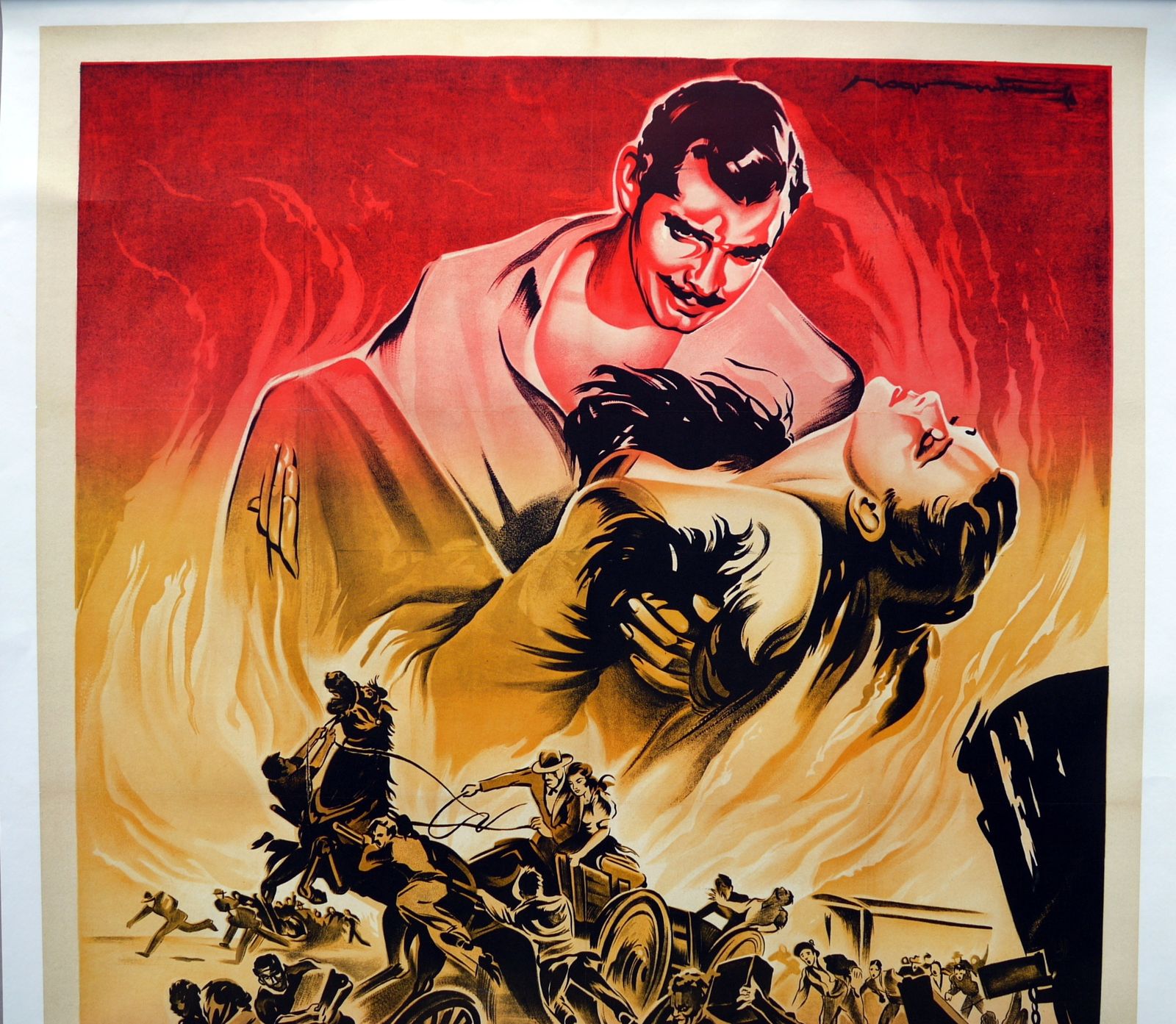 Original Movie Poster "Gone With The Wind" Clark Gable, Vivien Leigh   Linen Backed photo Art