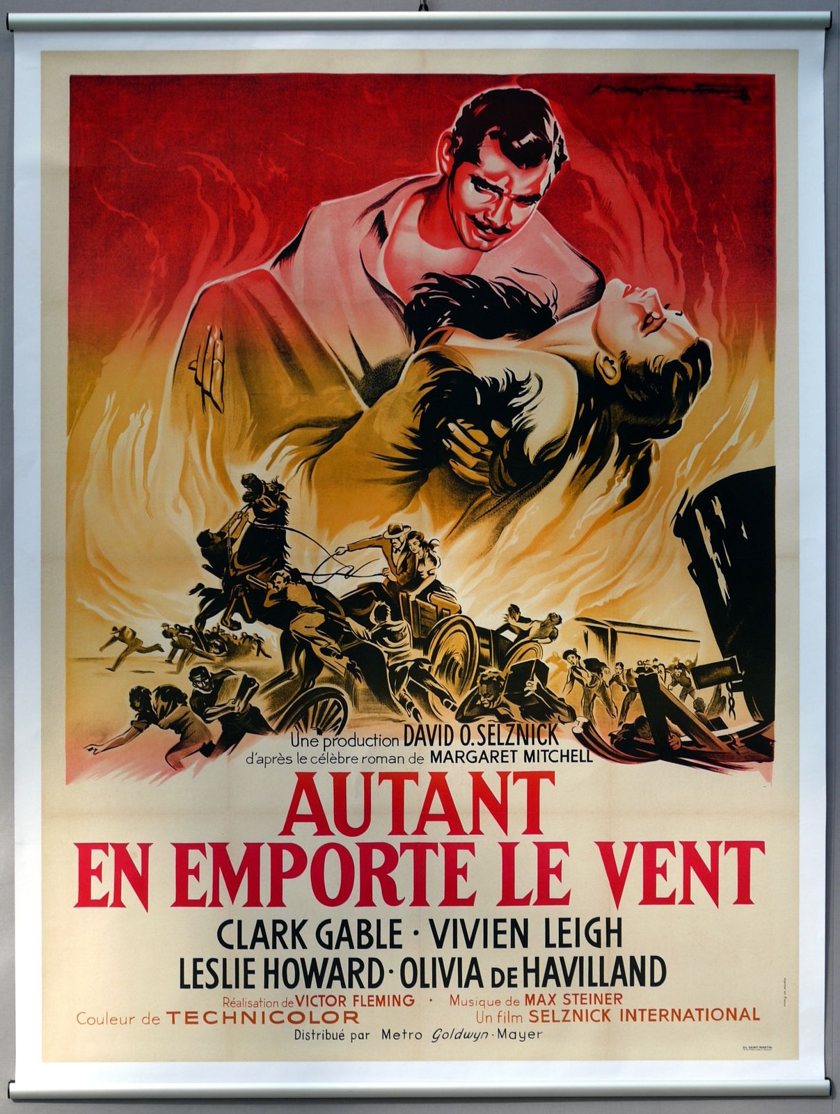 Original Movie Poster "Gone With The Wind" Clark Gable, Vivien Leigh   Linen Backed photo furniture