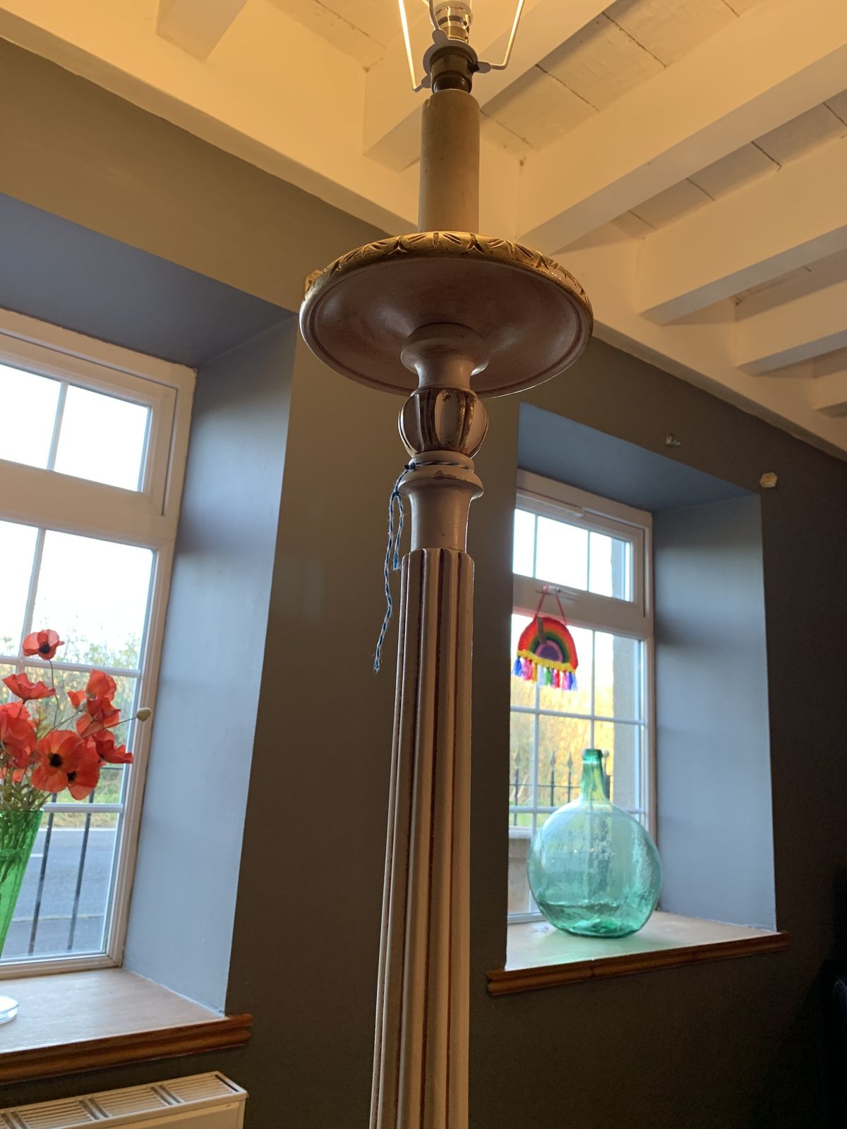 Vintage Wooden Torchere Floor Lamp photo Lighting