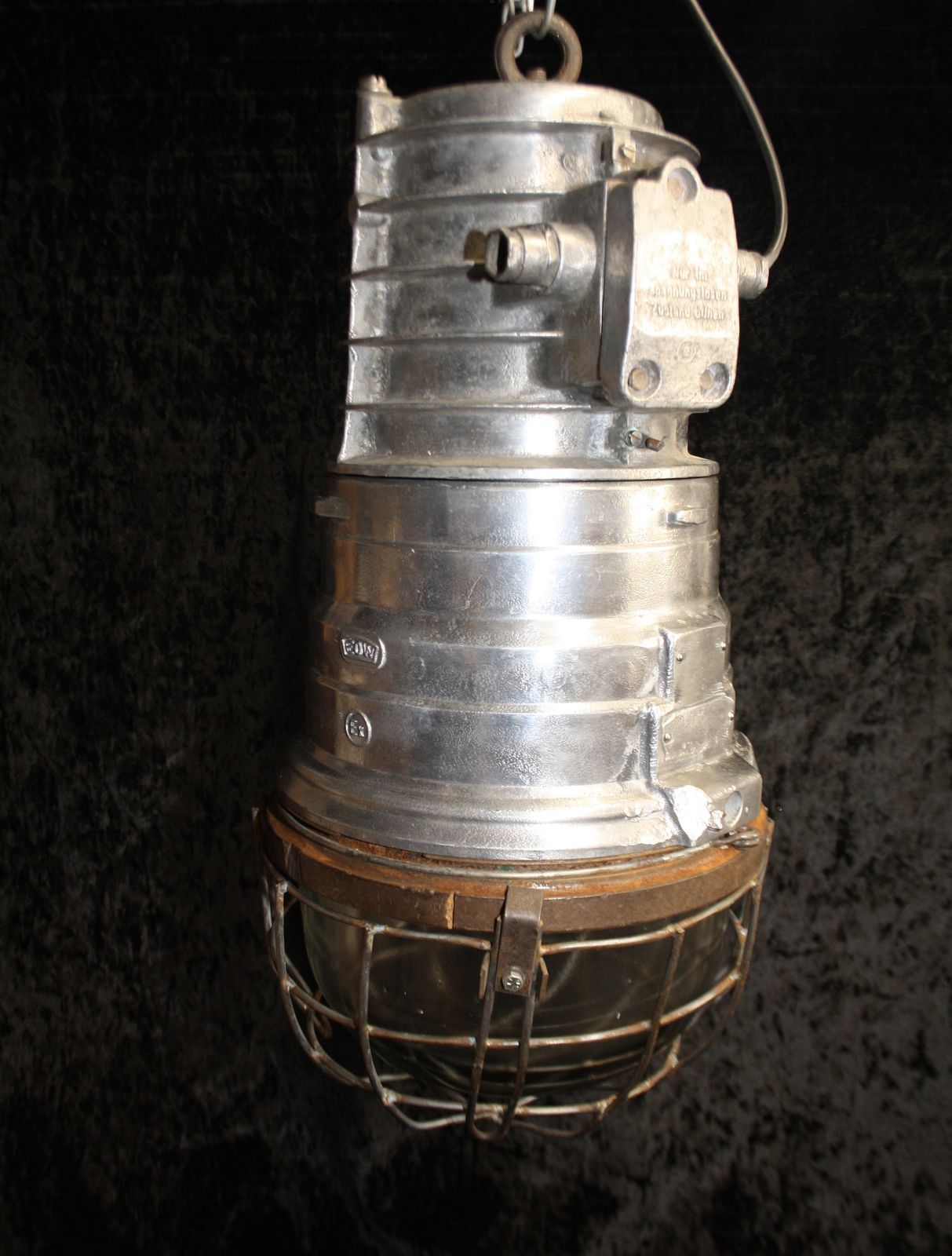 Mid 20th Century Large Polish Industrial Light In Aluminium