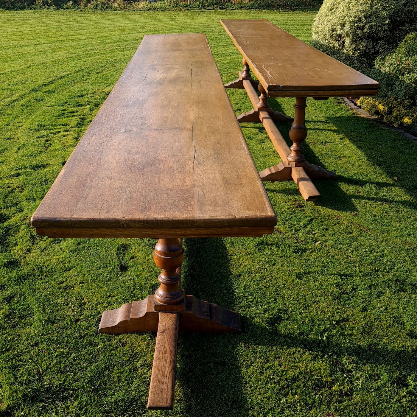 Pair Of English Oak Trestle Tables photo vinterior