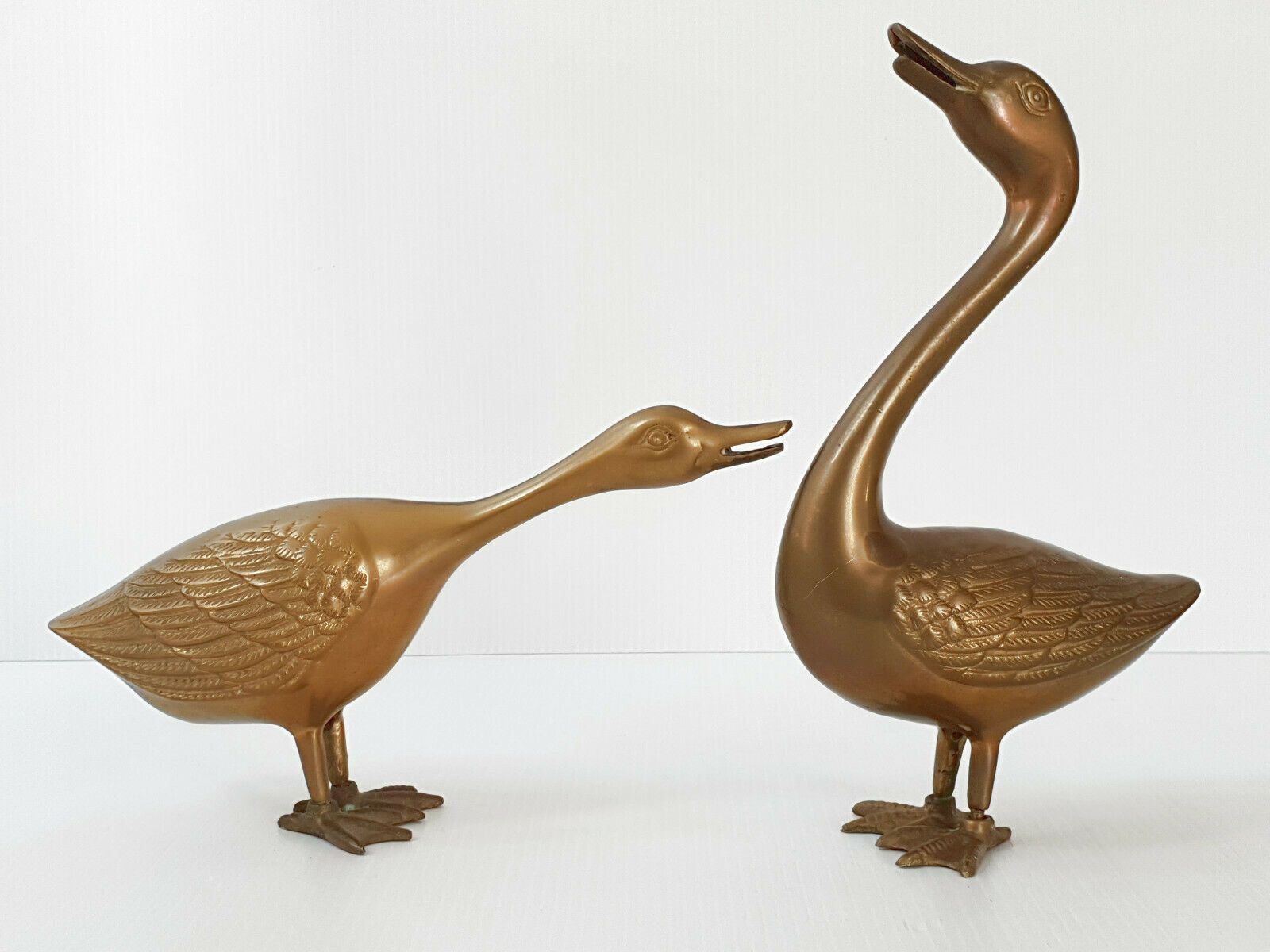 Set Of 2 Vintage 1970 Ducks In Golden Brass 70s 1970s 70s photo vintage