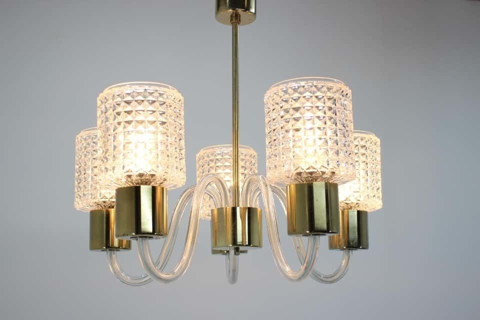 Midcentury Glass Chandelier, Kamenický šenov, 1970s photo buy
