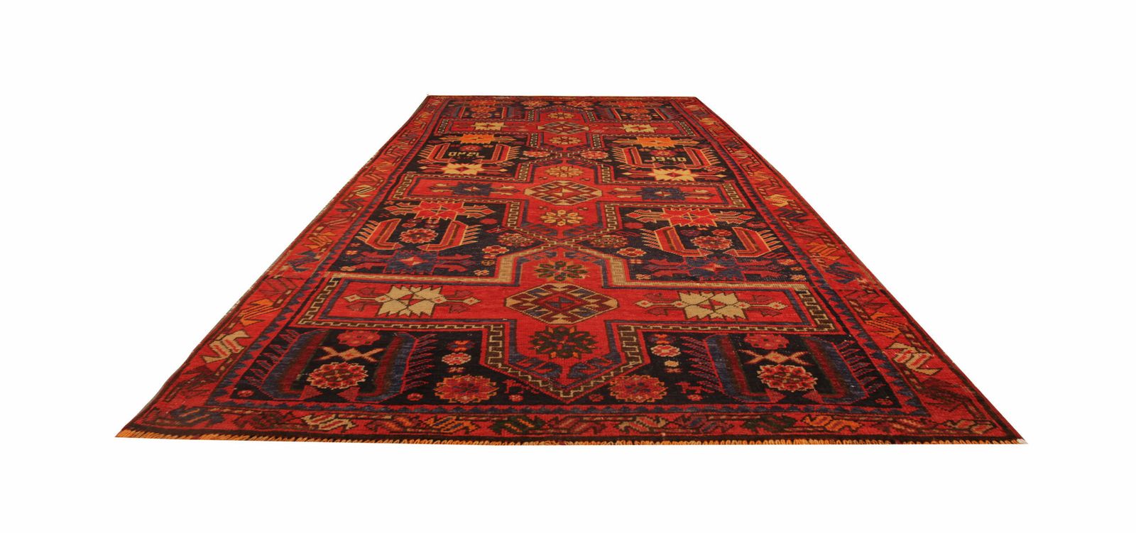 Hand Knotted Vintage Red Caucasian Kazak Rug, Traditional Oriental Wool Carpet 105x230 Cm photo 4800.0