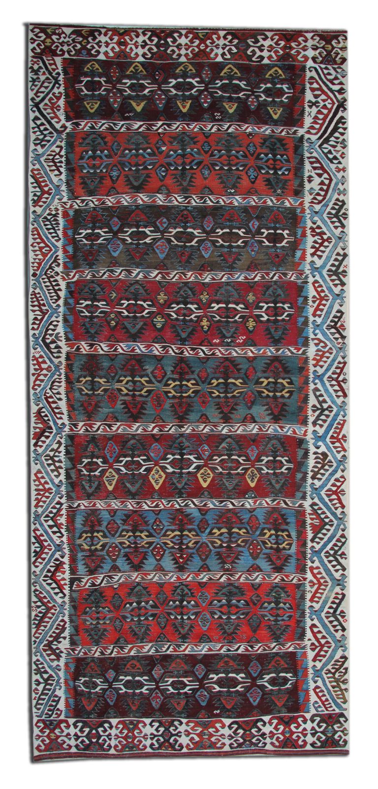 Antique Rug Striped Anatolian Carpet Kilim Rug 175 X 410 Cm