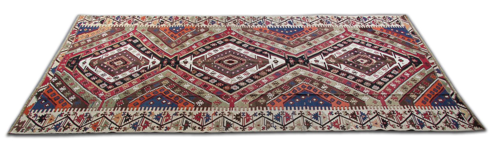 Antique Rug  Geometric Turkish Carpet Anatolian Kilim Rug 213 X 450 Cm photo for sale