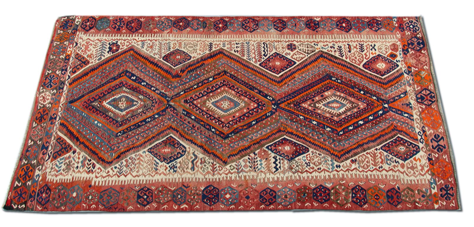 Handmade Turkish Kilim Rug Antique Kilims, Traditional Wool Rug 151x300 Cm photo Textiles