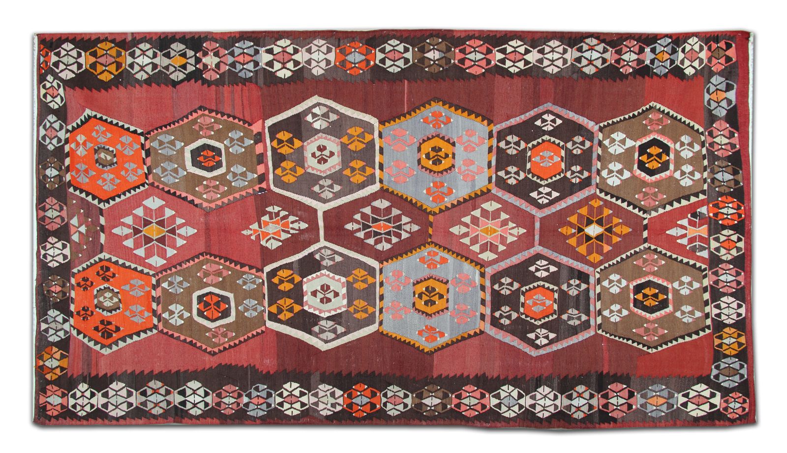 Large Anatolian Carpet Antique Rug Kilim Dimond Carpet 204x375cm photo furniture