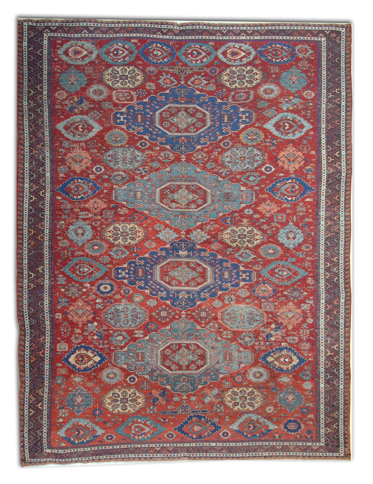 Hand Made Antique Rug Caucasian Carpet, Rare Sumakh Kilim Rug Oriental Wool Kilim 235 X 300 Cm