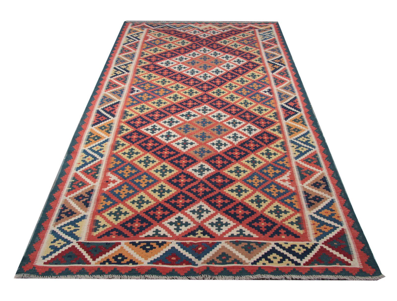 Traditional Antique Turkish Kilim Rug, Handwoven Geometric Flat Weave Rug 147x300 Cm photo Textiles