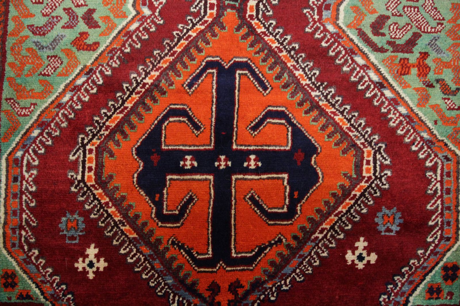 Oriental Rug Red Wool Carpet Caucasian Azerbaijan, Handwoven 140x240cm photo vinterior