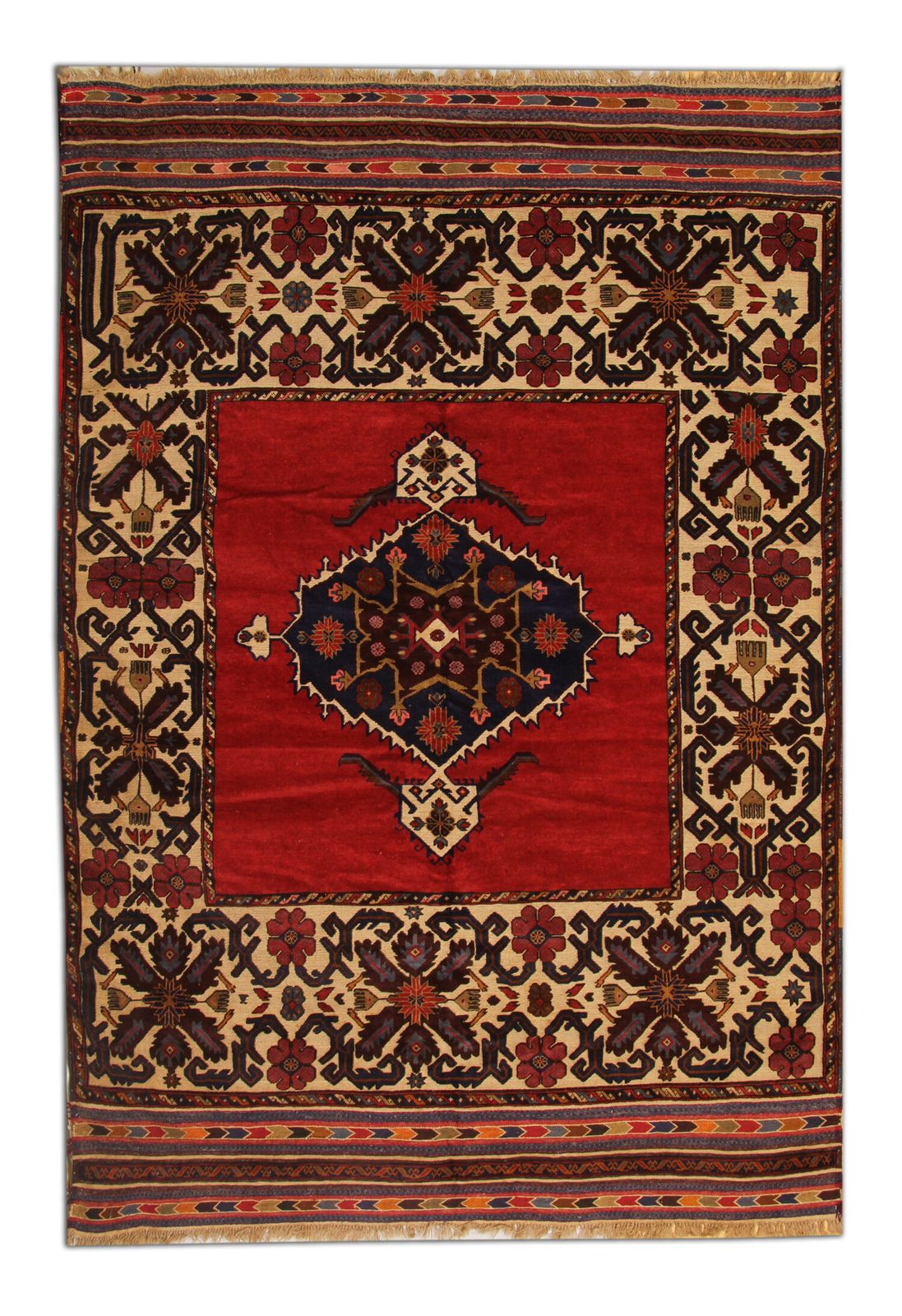 Area Rug, Red Wool Carpet Vintage Afghan 244x304cm