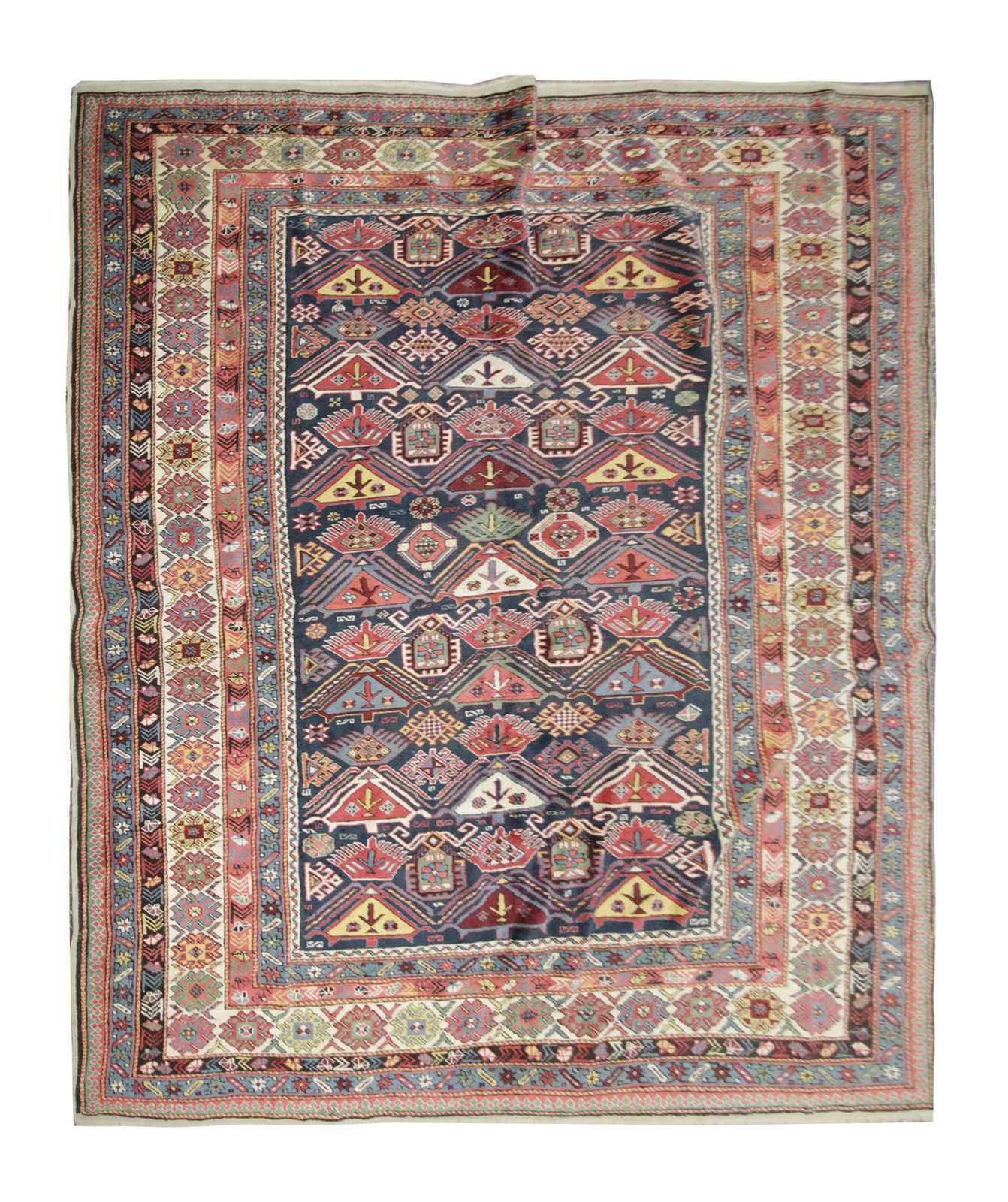 Rare Vintage Caucasian Rug Shirvan Handmade Wool Carpet 206 X 260 Cm