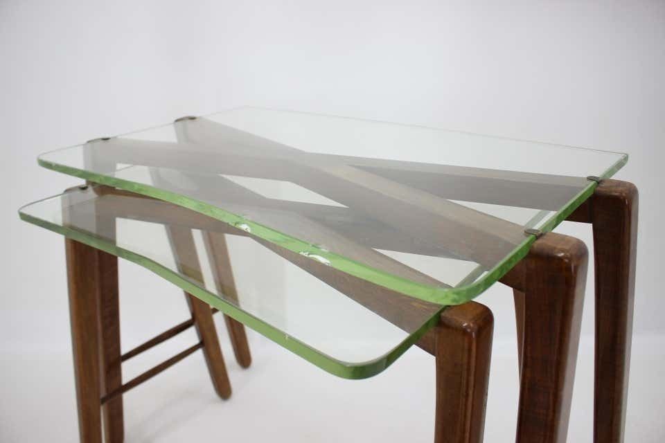 photo furniture Rare Design Mid Century Organic Wooden Side, Nesting Tables / 1950s