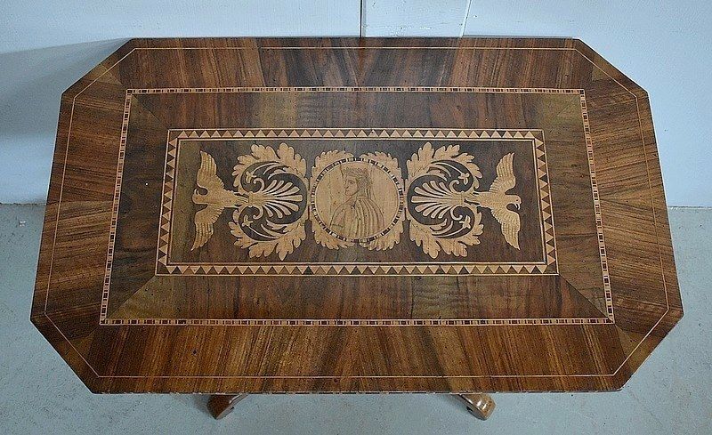 Inlaid Gueridon Table, In Walnut And Light Wood   2nd Part Of The 19th Century photo Furniture