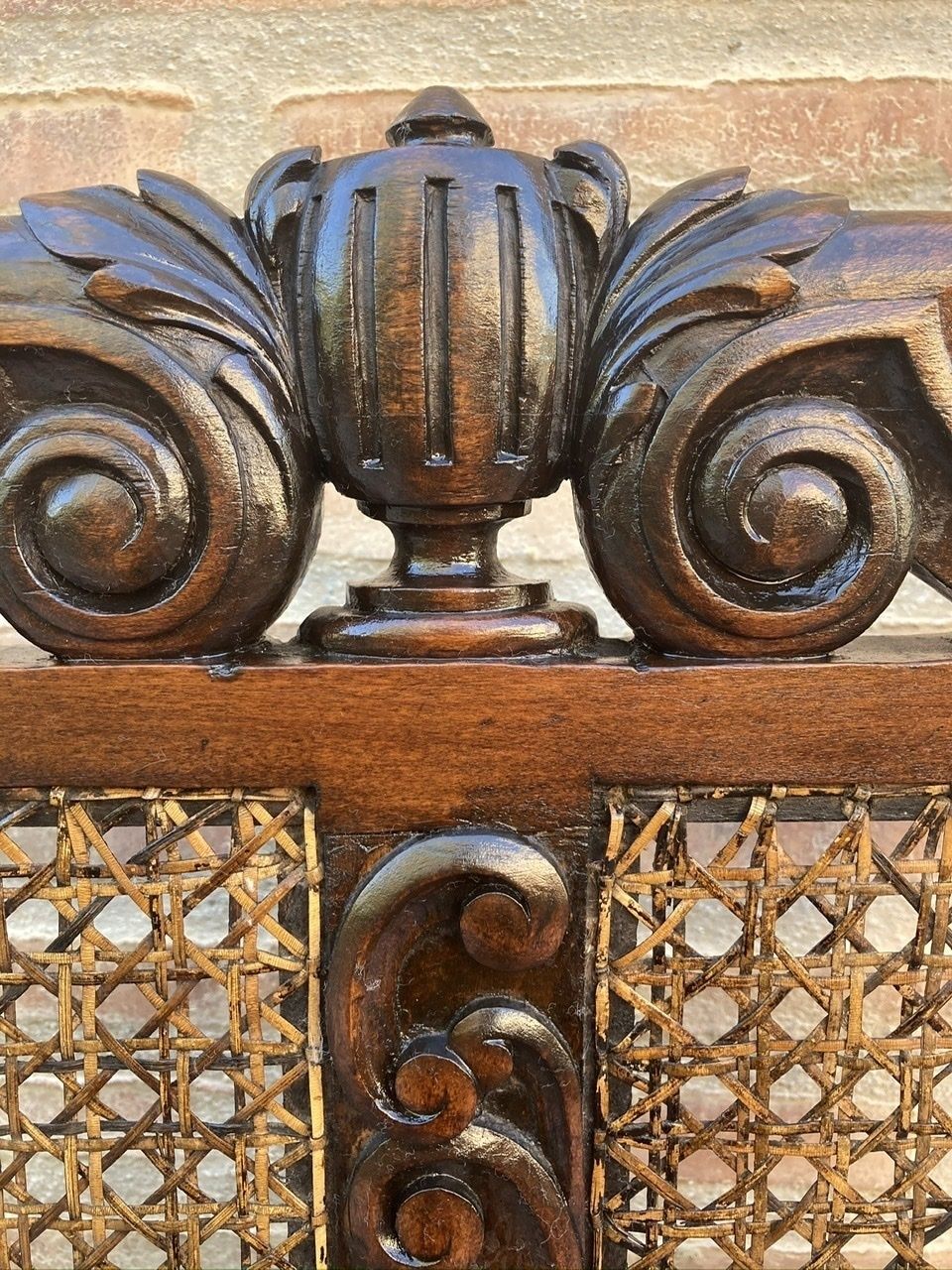 Louis Xvi Style French Carved Walnut Armchair With Reed Seat photo for sale