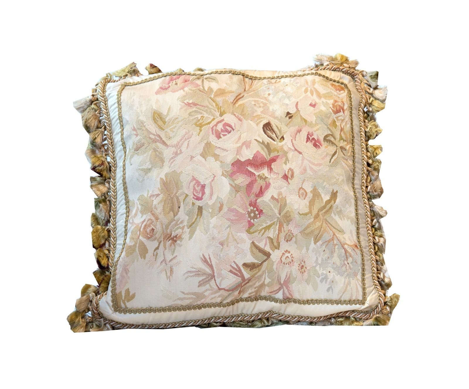 Traditional French Aubusson Cushion Cover, Handmade Needlepoint Scatter Cushion