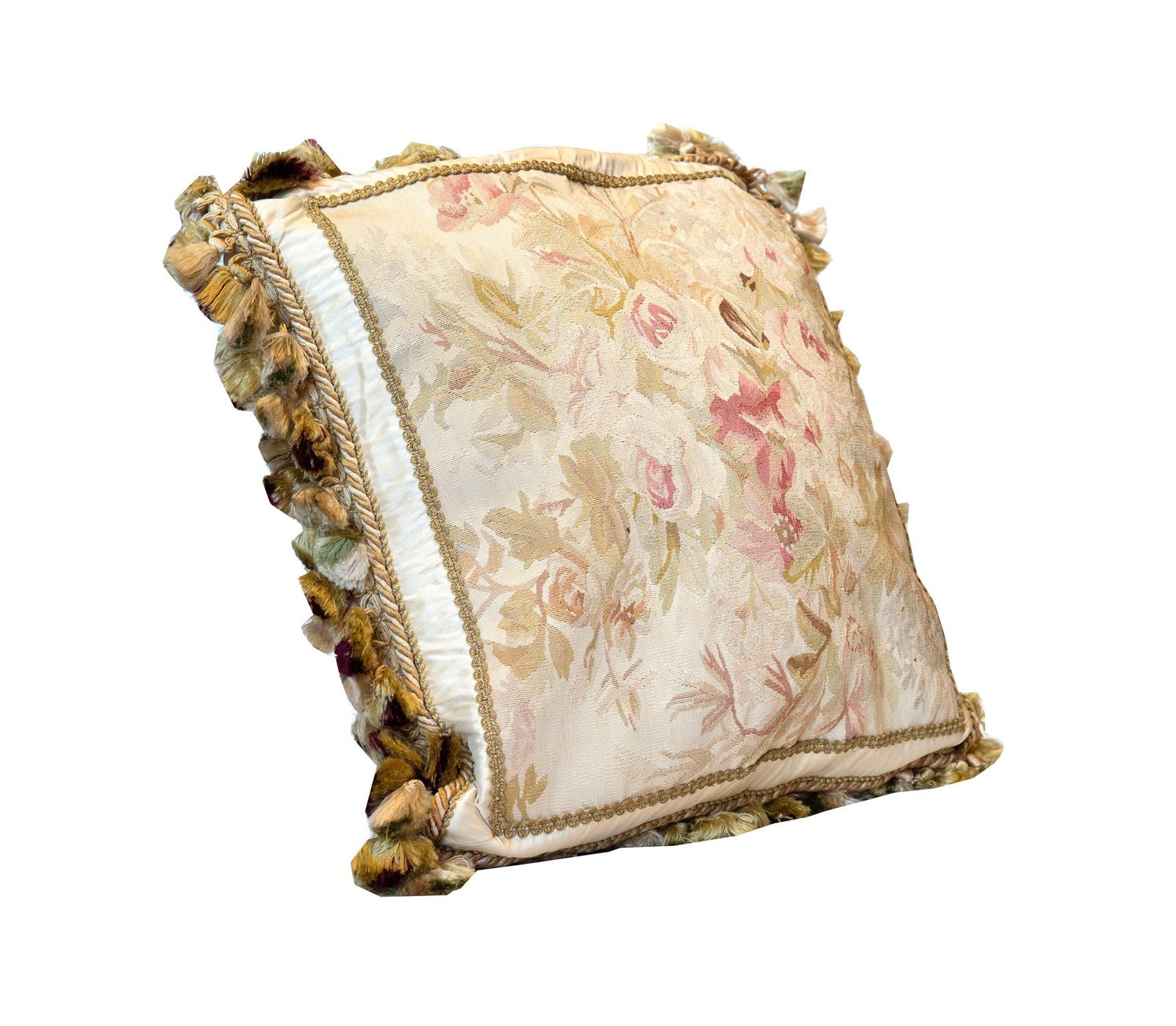 Traditional French Aubusson Cushion Cover, Handmade Needlepoint Scatter Cushion photo furniture