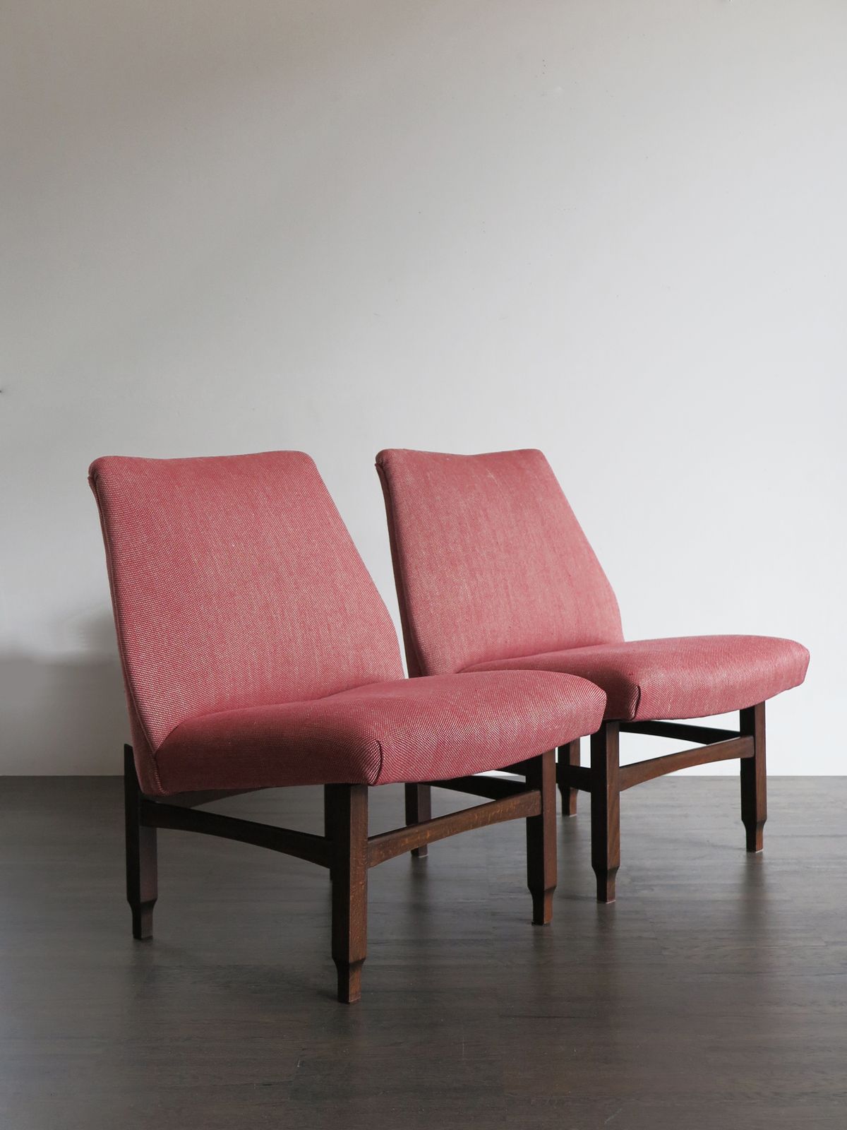 Couple Of Italian Midcentury Modern Design Red Armchairs, 1950s photo furniture