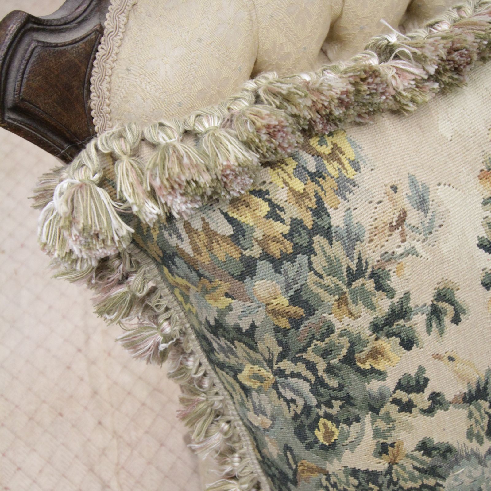 Handmade French Aubusson Cushion Cover, Traditional Needlepoint Scatter Cushion photo furniture