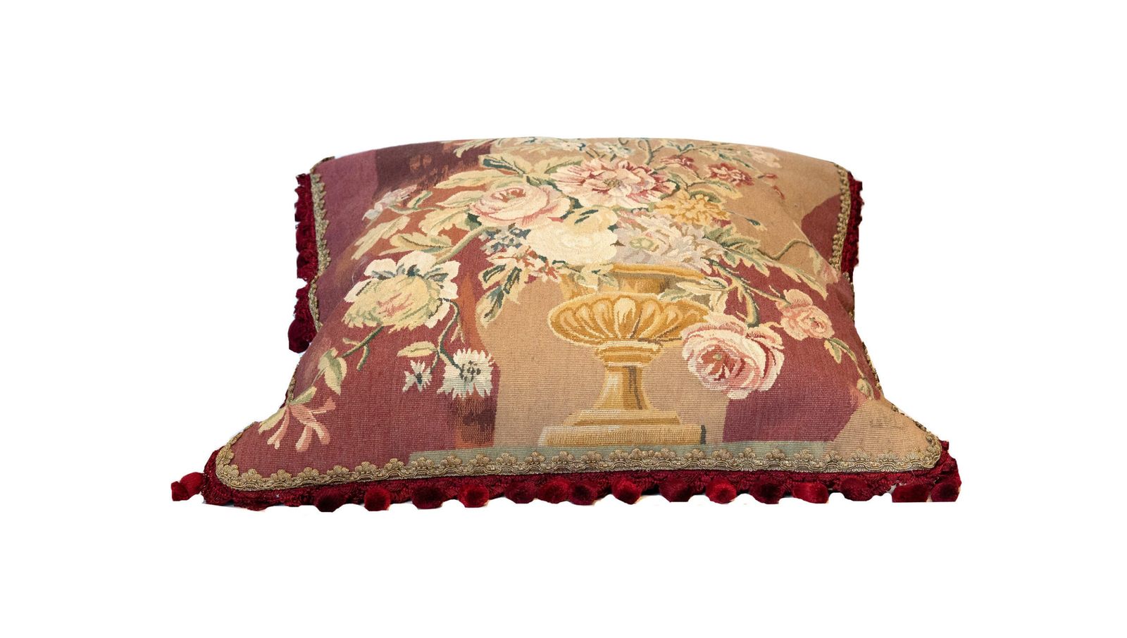 Traditional French Aubusson Cushion Cover, Handmade Tapestry Needlepoint Cushion Cover photo Textiles