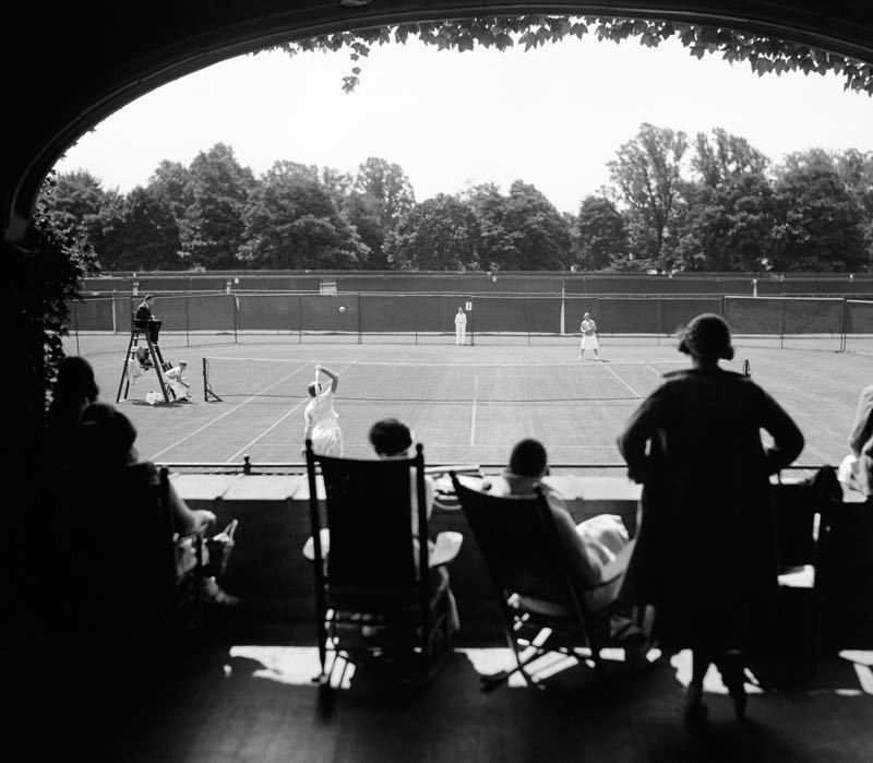 'Spectator Tennis' 1938 Oversize Archival Pigment Print Framed In Black photo furniture