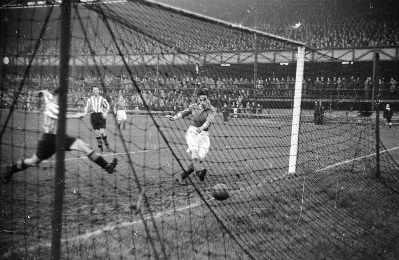 'Everton Goal' 1945 Silver Gelatin Resin Print Framed In Black photo furniture