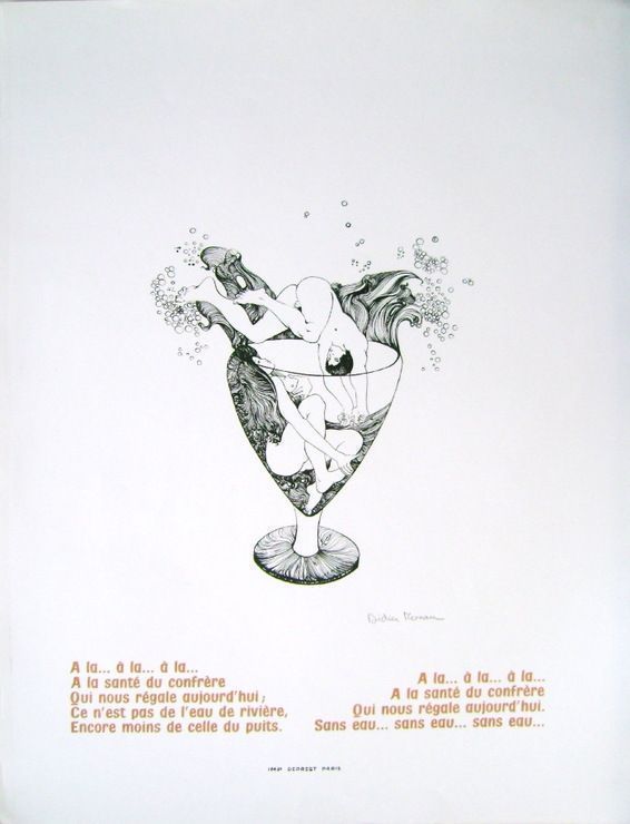Moreau Didier  Poster In Lithography  A La Santé Du Confrere, Champagne