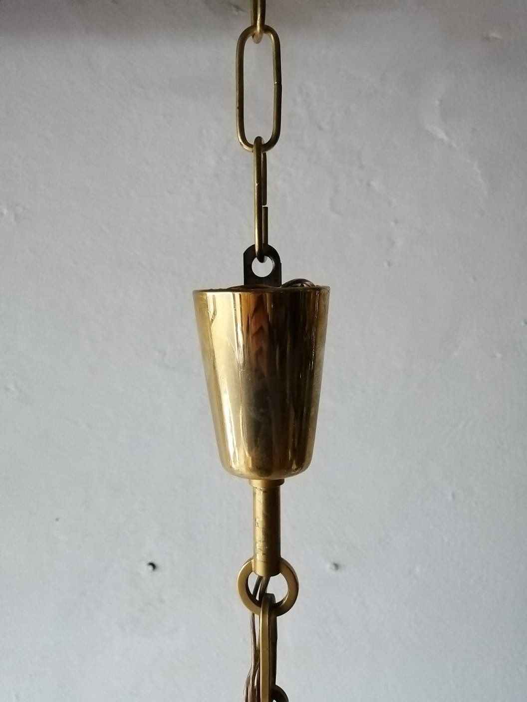photo furniture J. T. Kalmar Franken Kg Ice Glass & Brass Chandelier 1970s Austria