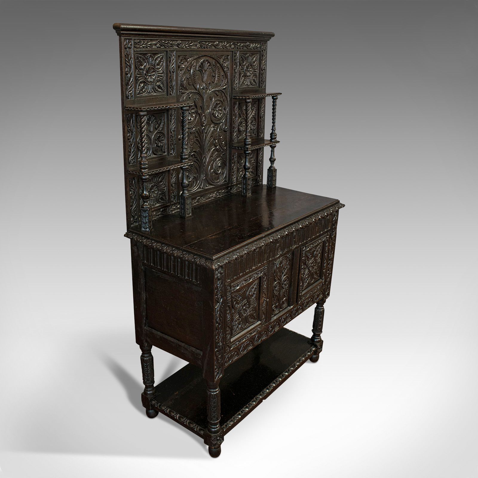 Antique Charles II Revival Dresser, English, Oak, Sideboard, Victorian C.1880 photo vintage