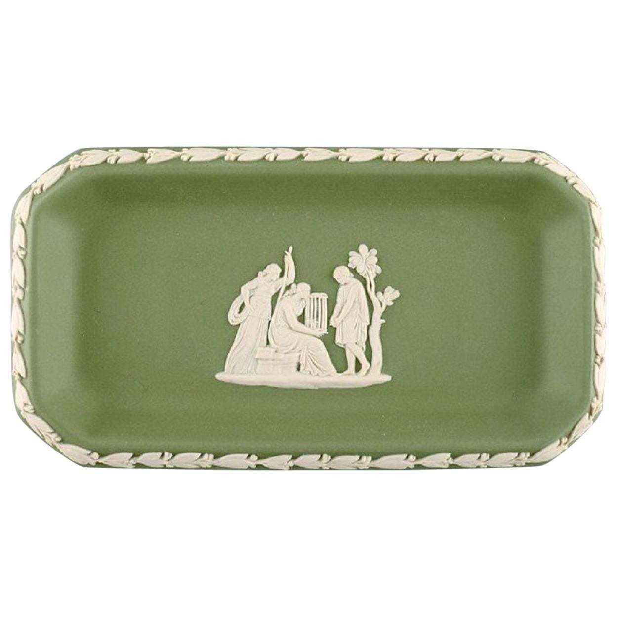 Wedgwood, England, Small Dish In Green Stoneware With Classicist Scenes photo furniture