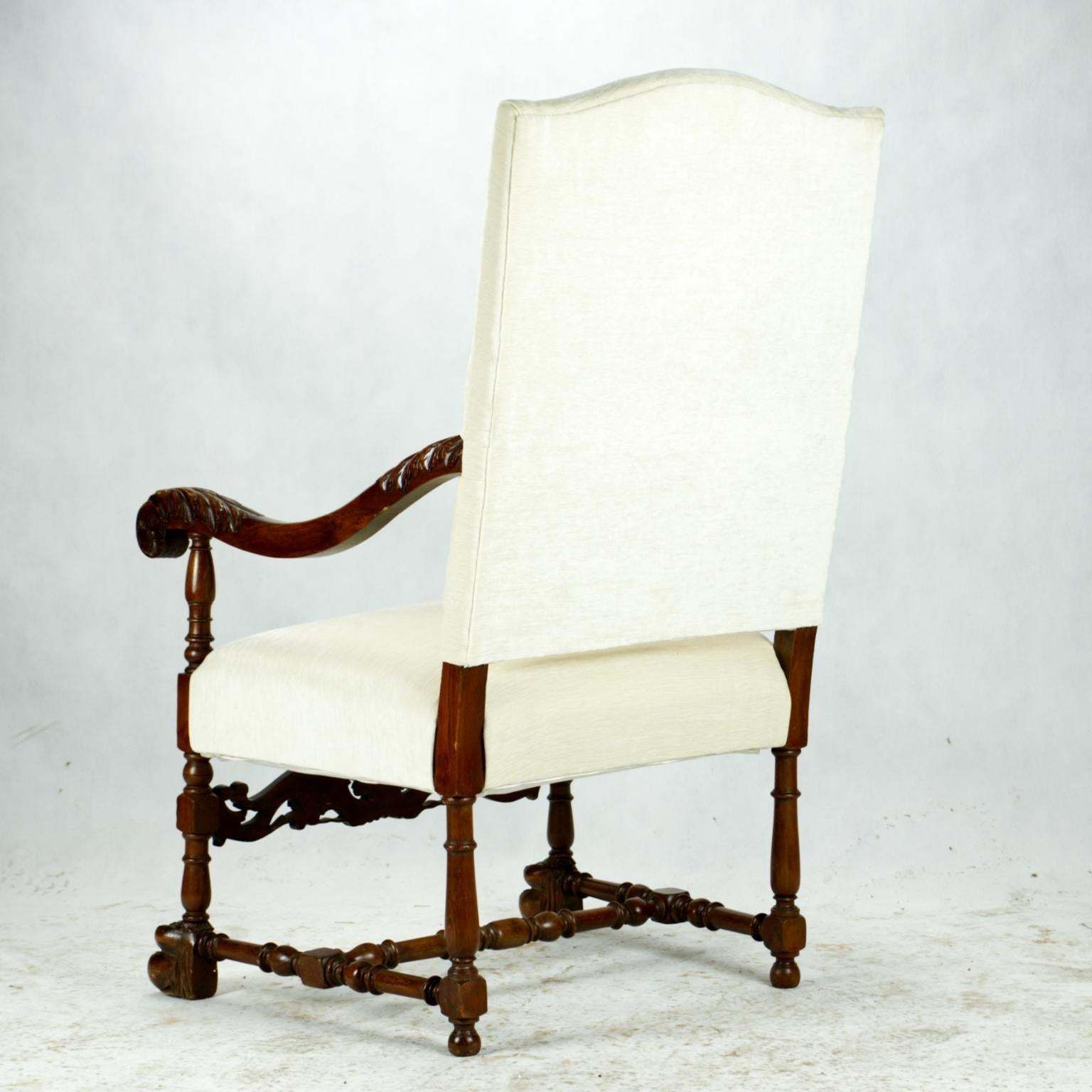 Antique Hand Carved Louis XIII Highback Armchair, 19th Century photo for sale